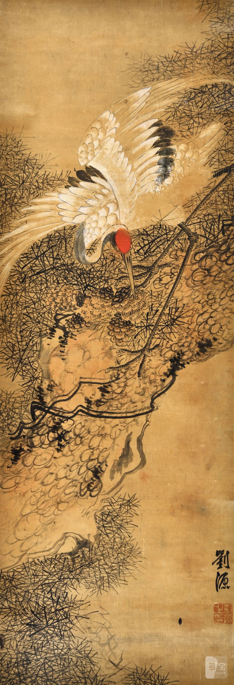 清代 刘源仙鹤图